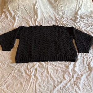 Elegant Black Cable Knit Women's Sweater
